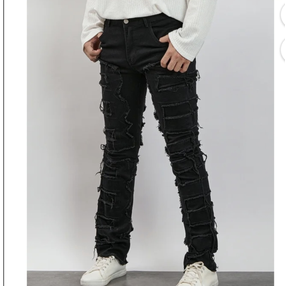 Black "shred" denim jeans size 38